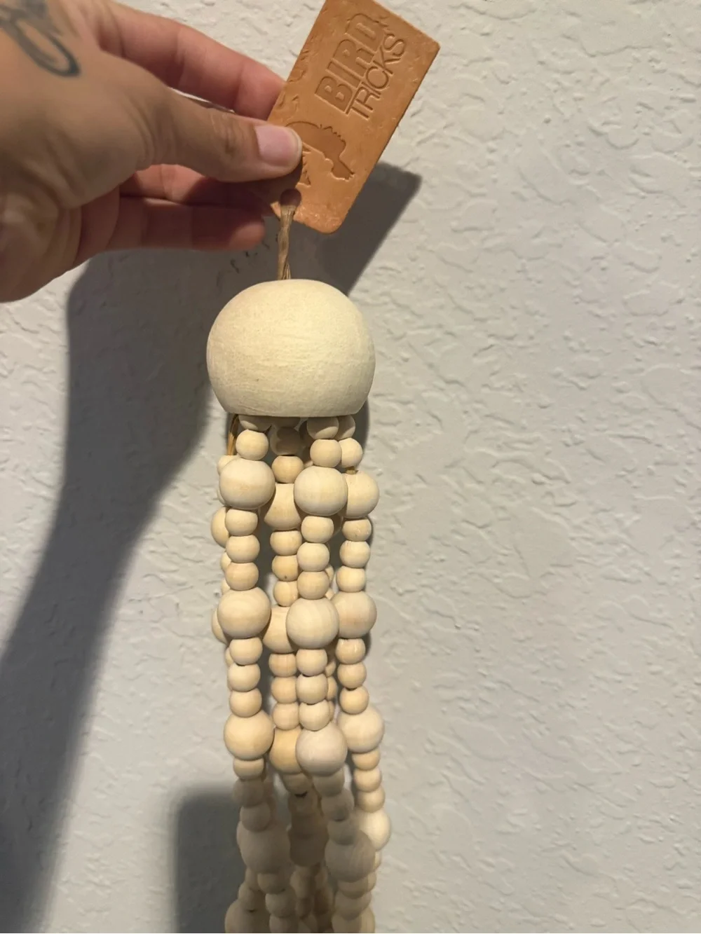 BirdTricks Natural Wood Bead Tassel Parrot Foraging Preening Toy NWT